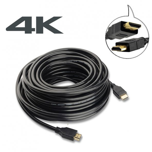 20M Metre 4K Hdmi Kablo 3D Ultra Hd Ethernet Altın Uç Kablo