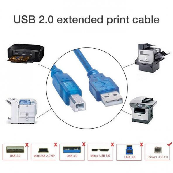 1 Metre Usb 2.0 Yazıcı Kablosu - Usb Tip B Kablo - 4