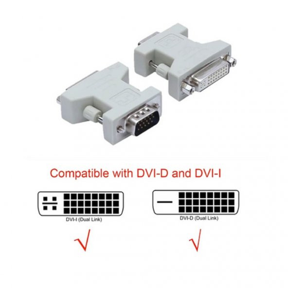 Dvi 24+5 Dişi To Vga Erkek 15 Pin Çevirici Dönüştürücü Adaptör (551664328)