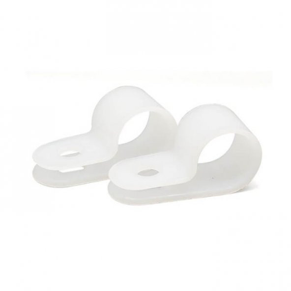 30Mm R Tipi Kelepçe Plastik Kablo Klipsi - Kablo Toplayıcı Beyaz - Resim 2