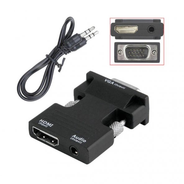 Hdmi To Vga Kablo Çevirici Ses Destekli Receiver Ps3 Ps4 Laptop (551664311)