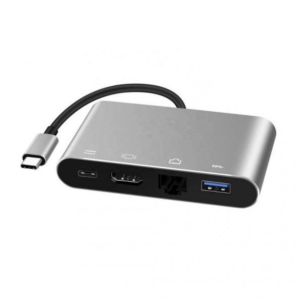 4In1 Type C To Usb 3.0 + Hdmi + Gigabit Ethernet + Type-C Adaptör (551664302)