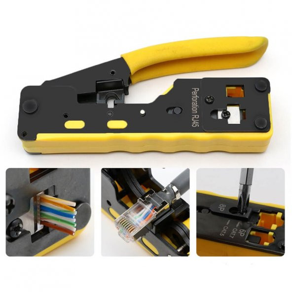 Wozlo Cat7 Cat6 Cat5 RJ45 Sıkma Pensesi 6P6C, 6P4C, 6P2C, RJ11, RJ12 Network Pense - Resim 4