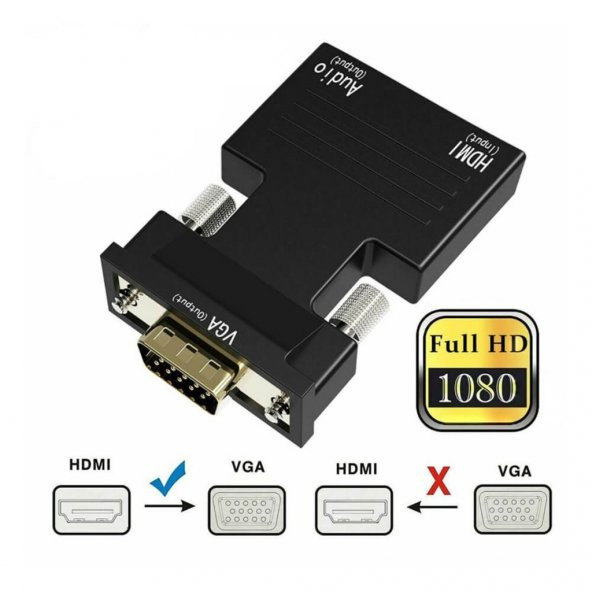 Ses Destekli Hdmi To Vga Çevirici Dönüştürücü Adaptör 1080P (551664312) - 7