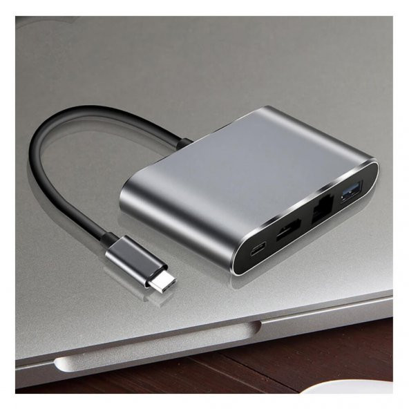 4In1 Type C To Usb 3.0 + Hdmi + Gigabit Ethernet + Type-C Adaptör (551664302) - 11