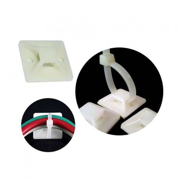 20 20Mm Kare Yapışkanlı Kroşe Kablo Bağı Kablo Tutucu - 10 Adet - Resim 6