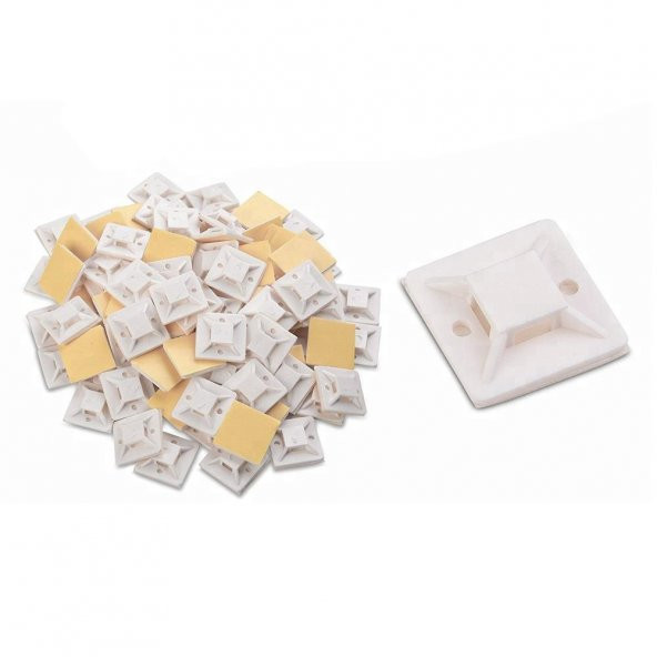 20 20Mm Kare Yapışkanlı Kroşe Kablo Bağı Kablo Tutucu - 10 Adet - Resim 7