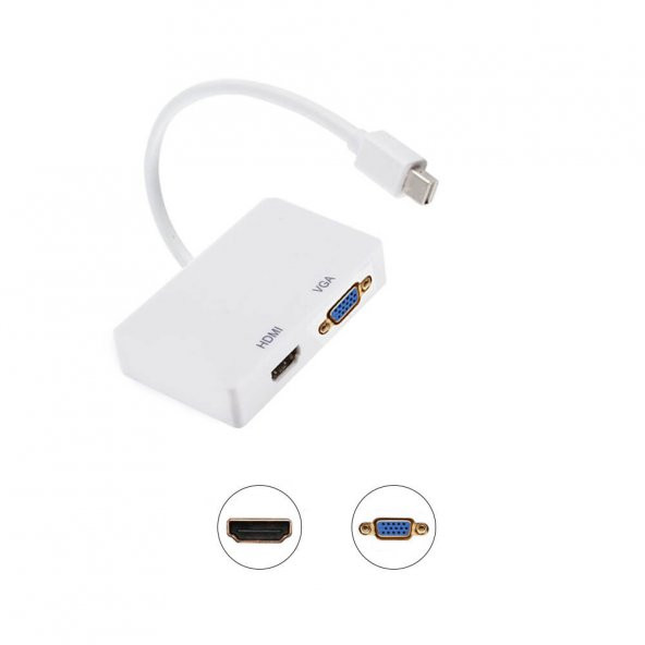 Wozlo Minidisplayport to Hdmi Vga Çevirici 4K Thunderbolt Macbook Dönüştürücü Kablo