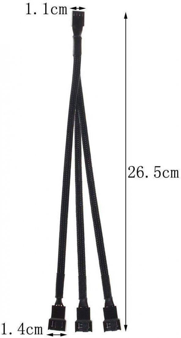 4 Pin 3Lü Fan Çoklayıcı Fan Splitter Fan Çoğaltıcı 4Pin 3 Pin - Resim 2