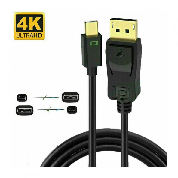 Wozlo Apple Macbook Air / Pro 4K 60Hz Mini Display Port Thunderbolt to Display Port Kablo 3 M - 2