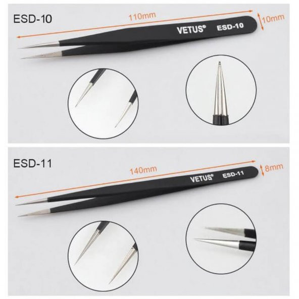 Turbosepet Vetus Elektronik Cımbız Setitweezer Set Hassas Antistatik Çelik 519173253 - Resim 8