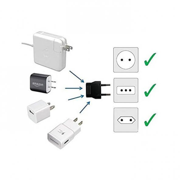 Amerikan Avrupa Fiş Priz Çevirici Dönüştürücü Adaptör - 6