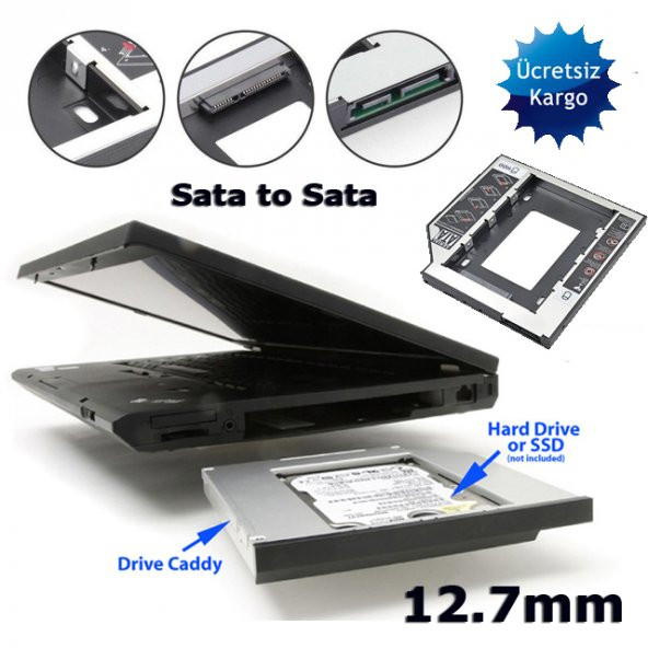 Laptop için İkinci Hdd - Ssd Kızak - Hdd Caddy - 12.7Mm - 4