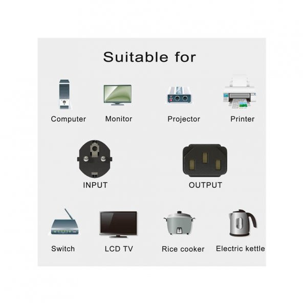 Bilgisayar Pc Kasa Monitör Için Power Güç Kablosu 3 Metre - Resim 8