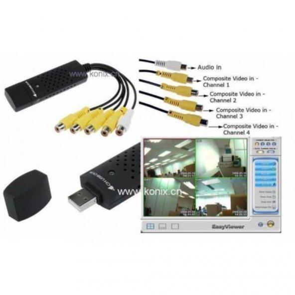 Turbosepet Easycap Capture Kamera-Uydu-Tvden Pc Kayit Karti 4 Kanal