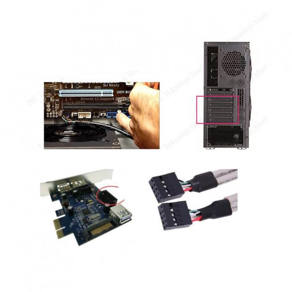 Anakart Üzeri 4 Port Usb 2.0 Çoklayıcı Hub - Resim 5