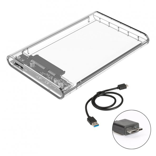 Orico 2.5 inç Sata USB 3.0 Şeffaf SSD HDD Harddisk Kutusu 2139U3 - Resim 6