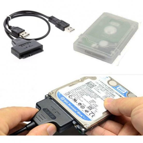 2.5 İnç Sata Harddisk Çevirici Kablo Usb 2.0 + Koruma Kutusu - 9