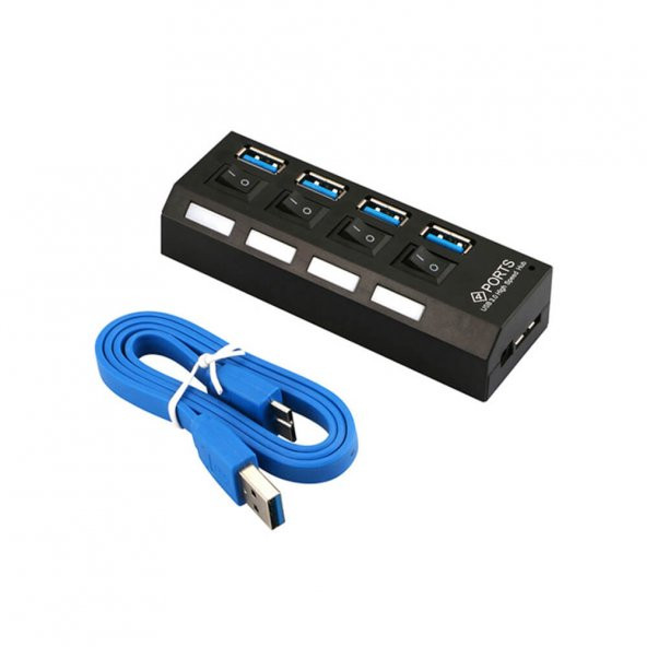4 Port Usb 3.0 Çoklayıcı Hub Anahtarlı Işıklı On Off Chipli Model - Resim 3