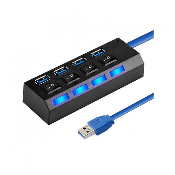 Usb 3.0 4 Port Çoklayıcı Hub Anahtarlı Işıklı On Off Chipli Model - 3