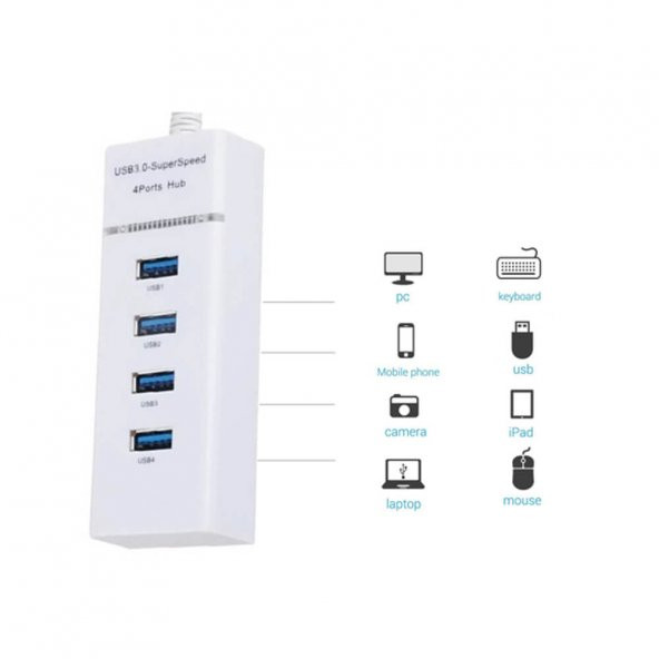 4 Port Usb 3.0 Hub Usb Çoklayıcı 5Gbps Chipli Versiyon - Resim 3