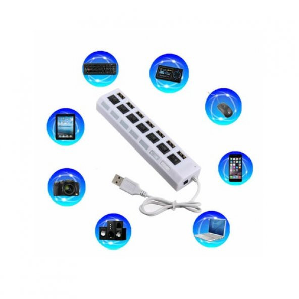 7 Port Usb Hub - On/Off Switch Işıklı - Usb Çoklayıcı - Chipli (519133846) - Resim 6