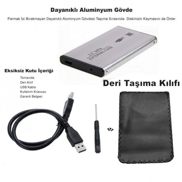 2.5 İnç Usb 3.0 Sata Harddisk Hdd Kutusu 5 Gbps + Kılıf - Gri - 3