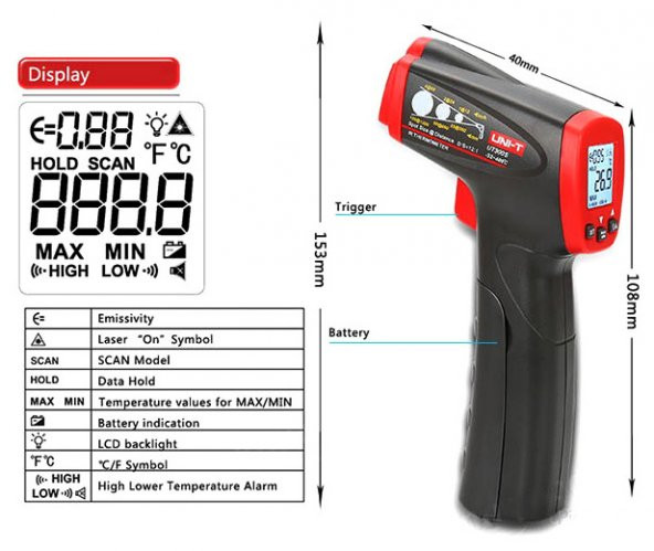 Unı-t Ut300s Lazer Termometre Kızılötesi Temassız Sıcaklık Ölçer N11.523 - 6
