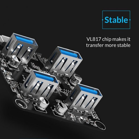 Orico 4 Port USB 3.0 Şeffaf Çoklayıcı HUB MH4U-U3 - Resim 3