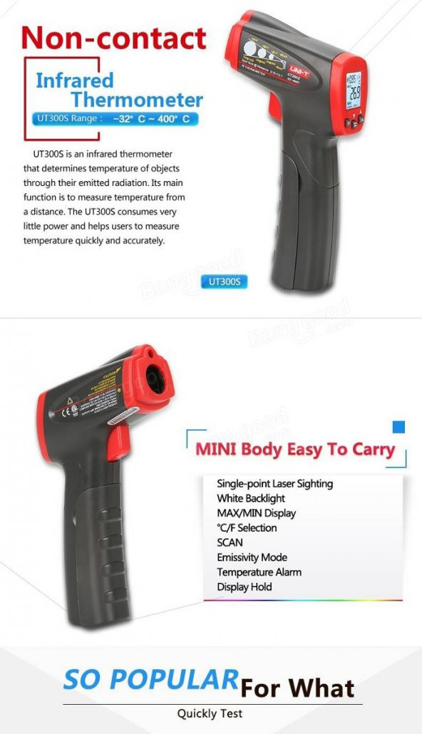 Unı-t Ut300s Lazer Termometre Kızılötesi Temassız Sıcaklık Ölçer N11.523 - 9