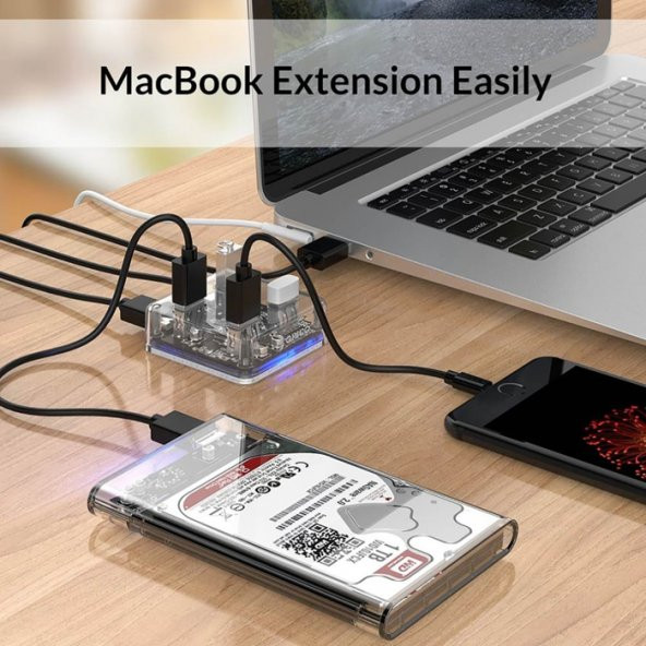 Orico 4 Port USB 3.0 Şeffaf Çoklayıcı HUB MH4U-U3 - Resim 4