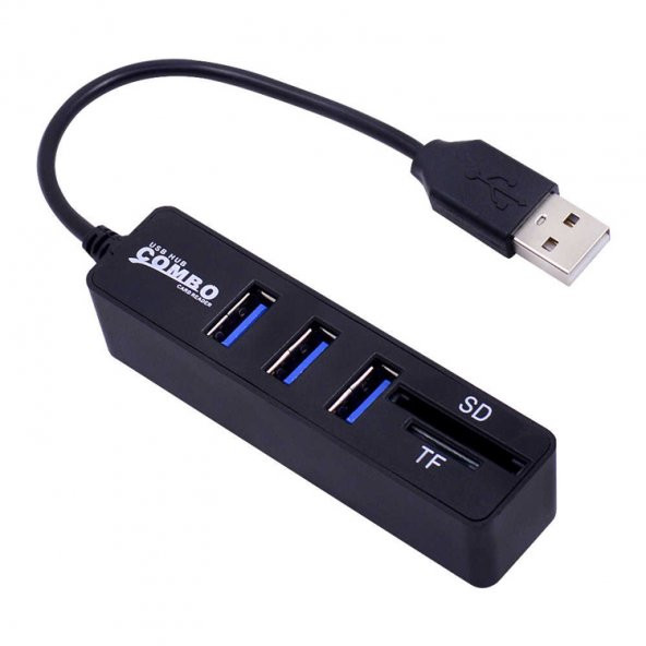 3 Port Usb 2.0 Çoklayıcı Hub Kart Okuyucu 2 İn 1 Combo Sd / Tf