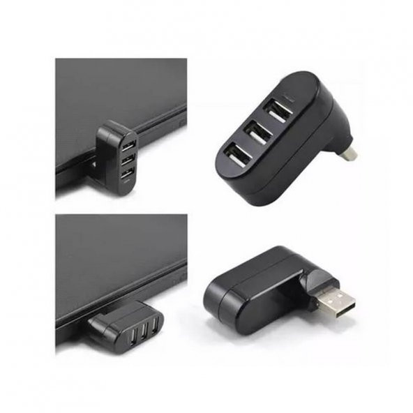 3 Port 360 Dirsek Usb Hub Çoğaltıcı Çoklayıcı Usb 2.0 Çoklama - Resim 4