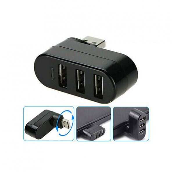 3 Port 360 Dirsek Usb Hub Çoğaltıcı Çoklayıcı Usb 2.0 Çoklama - Resim 5