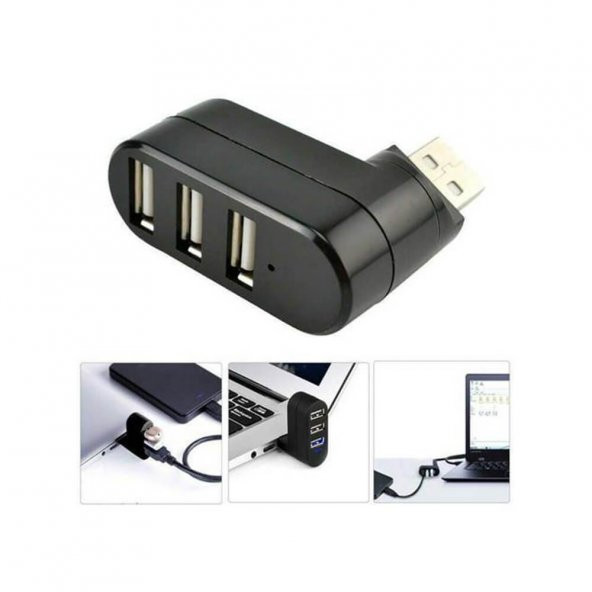 3 Port 360 Dirsek Usb Hub Çoğaltıcı Çoklayıcı Usb 2.0 Çoklama - Resim 6