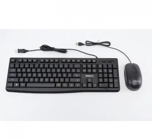 Wozlo WZ-KT803 Usb Kablolu Yumuşak Tuşlu Eğimli Klavye Mouse Set