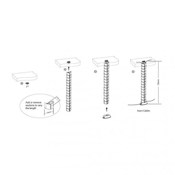 Masa Altı Kablo Toplayıcı - Dinazor Omurga Kablo Kanalı - Beyaz (519130368) - Resim 3
