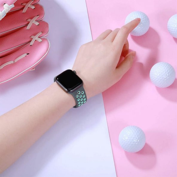 Apple Watch Nike Serisi 2 3 4 5 Silikon Kordon Kayış 38Mm 40Mm (519130247) - 7