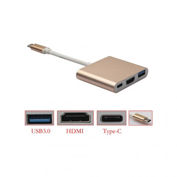 Apple Macbook Usb 3.1 (Type-C) To Hdmi + Usb 3.0 Çevirici Kablo - 2