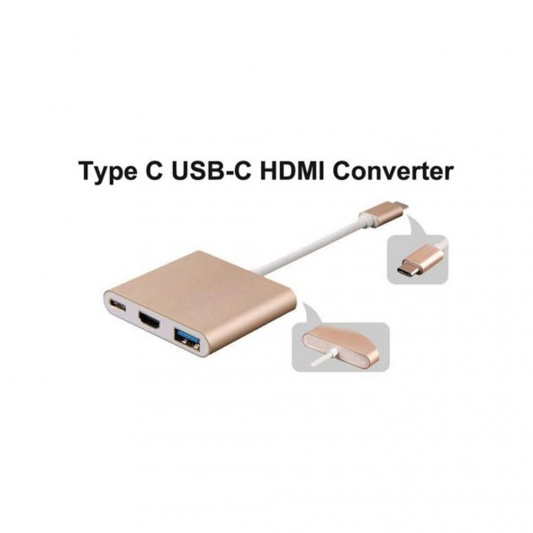 Apple Macbook Usb 3.1 (Type-C) To Hdmi + Usb 3.0 Çevirici Kablo - 3