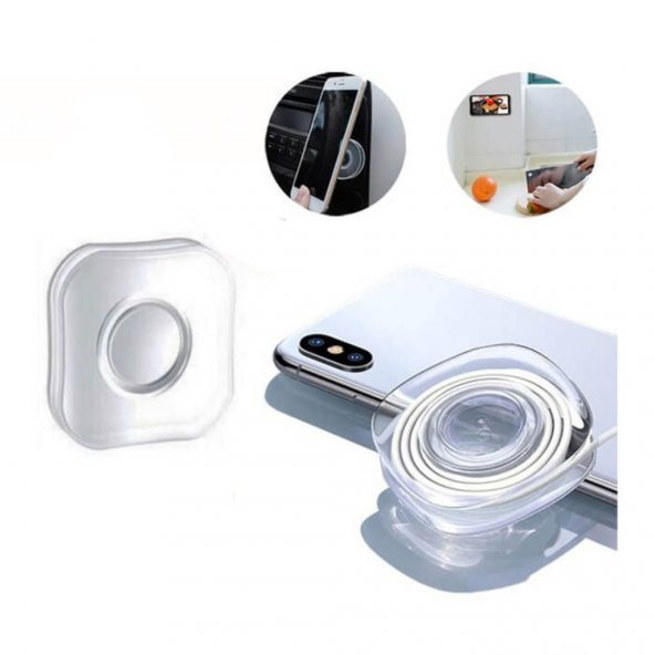 Çift Taraflı Yapışkanlı Yıkanabilir Slikon Jel Telefon Tutucu 519128367 - 4