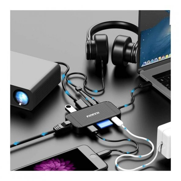 Fideco Type C To Gigabit Ethernet 4K Hdmi Usb 3.0 Kart Reader Ses (519128174) - 6