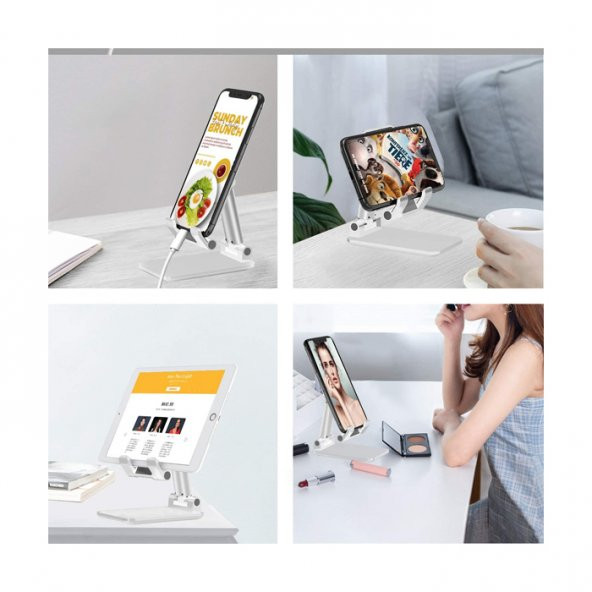 Masaüstü Katlanabilir Tablet ve Telefon Tutucu 2 Kademeli Stand - 12