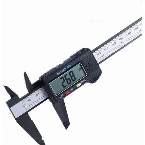 Turbosepet Kumpas Dijital Karbon Fiber Hassas 150Mm Kalınlık Ölçer Pil Dahil
