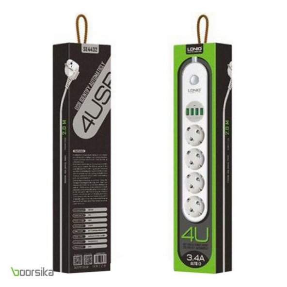 Ldnio SE4432 4xUsb Çıkışlı 4lü Akım Korumalı Priz Beyaz - 4