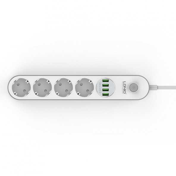 Ldnio SE4432 4xUsb Çıkışlı 4lü Akım Korumalı Priz Beyaz - 6
