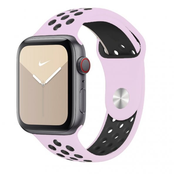 Apple Watch 38 - 40 Mm Silikon Spor Kordon Kayış Pudra Pembe (519058018)