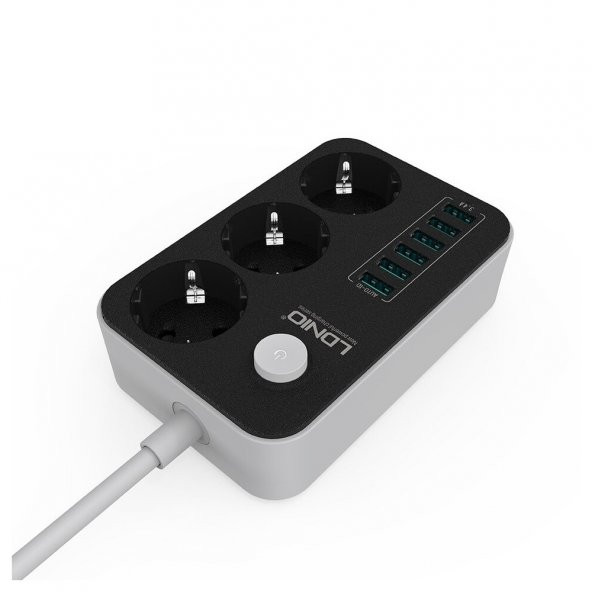 Ldnio SE3631 6xUsb Çıkışlı 3lü Akım Korumalı Priz 2 Metre Siyah - 3