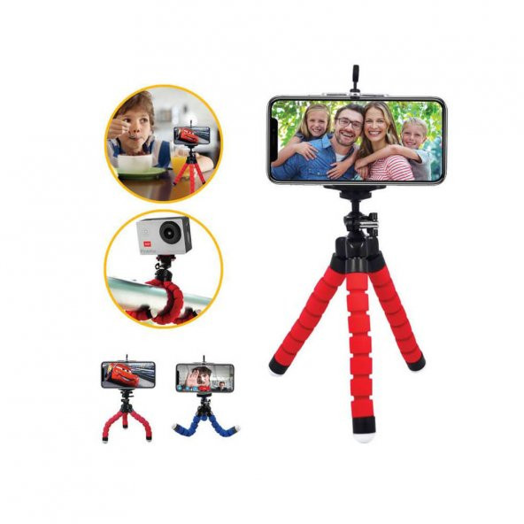 Iphone Huawei Samsung Xiaomi Sony Mini Ahtapot Tripod Kırmızı - 2