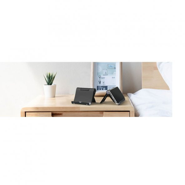 Masaüstü Telefon Tablet Tutucu Stand Katlanır Ayarlanabilir Siyah - 4